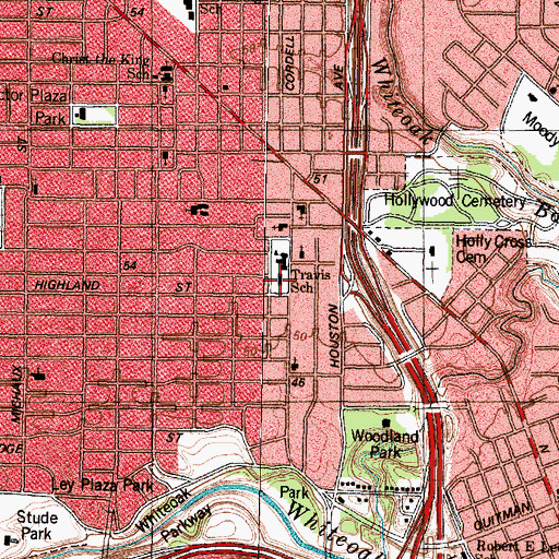 Topographic Map of Travis Elementary School - Houston, TX