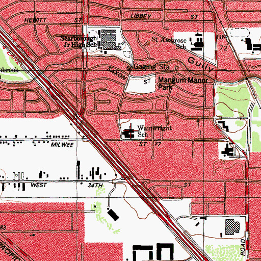 Topographic Map of Wainwright Elementary School, TX