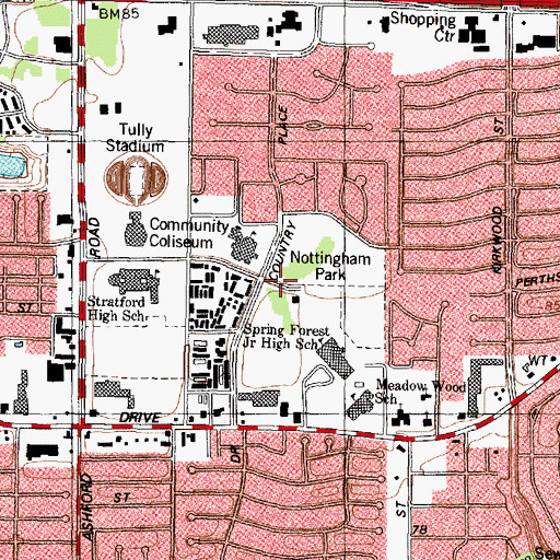 Topographic Map of West Houston Charter School, TX