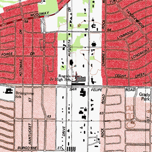 Topographic Map of T H Rogers Elementary School, TX