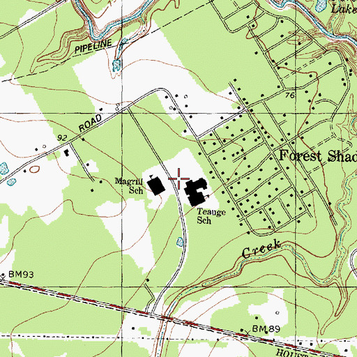 Topographic Map of Teague Middle School, TX