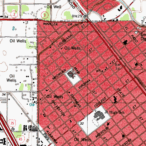 Topographic Map of South Houston Elementary School, TX
