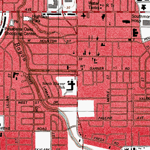 Topographic Map of South Schaver Elementary School, TX