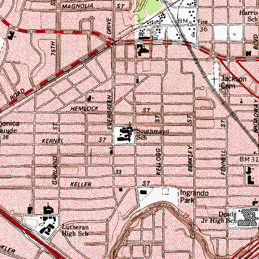 Topographic Map of Southmayd Elementary School, TX