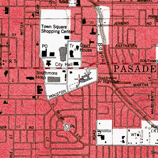 Topographic Map of Southmore Intermediate School, TX