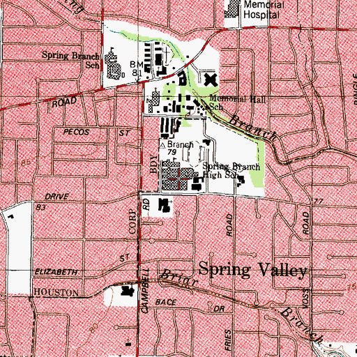 Topographic Map of Spring Branch Education Center, TX