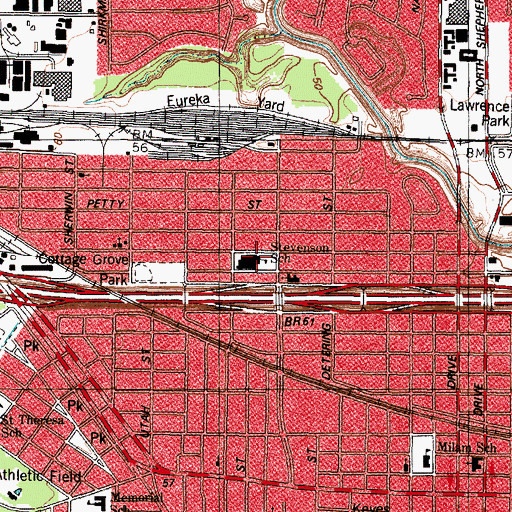 Topographic Map of Stevenson Elementary School, TX