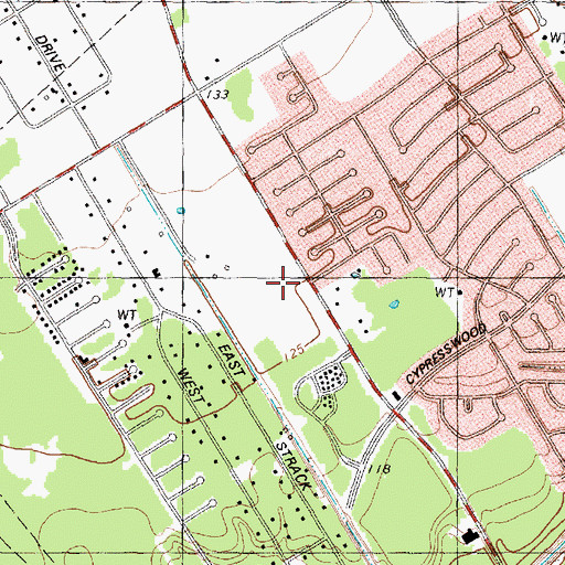 Topographic Map of Strack Intermediate School, TX