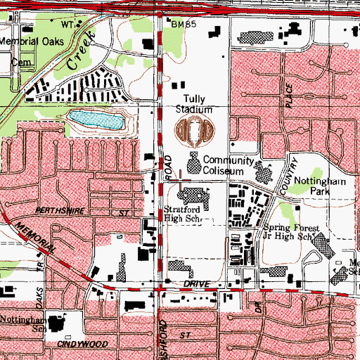 Topographic Map of Stratford High School, TX