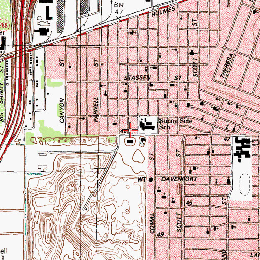 Topographic Map of Sunny Side Elementary School, TX