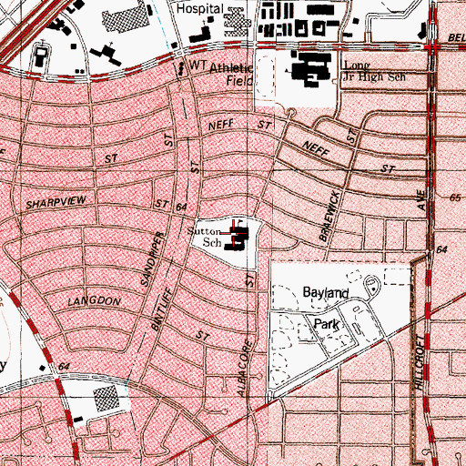 Topographic Map of Sutton Elementary School, TX