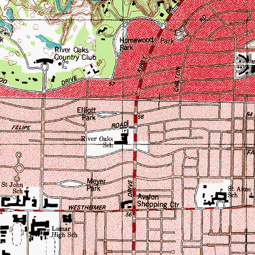 Topographic Map of River Oaks Elementary School, TX