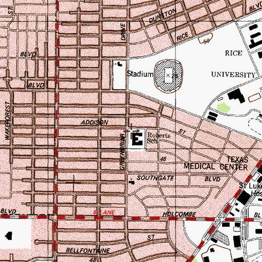 Topographic Map of Roberts Elementary School, TX