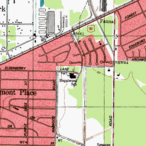 Topographic Map of Royalwood Elementary School, TX