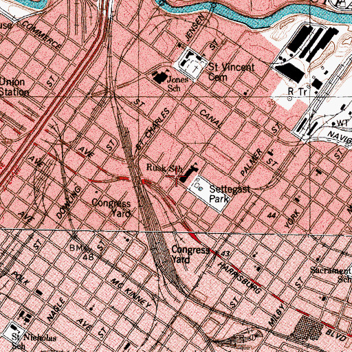 Topographic Map of Rusk Elementary School, TX