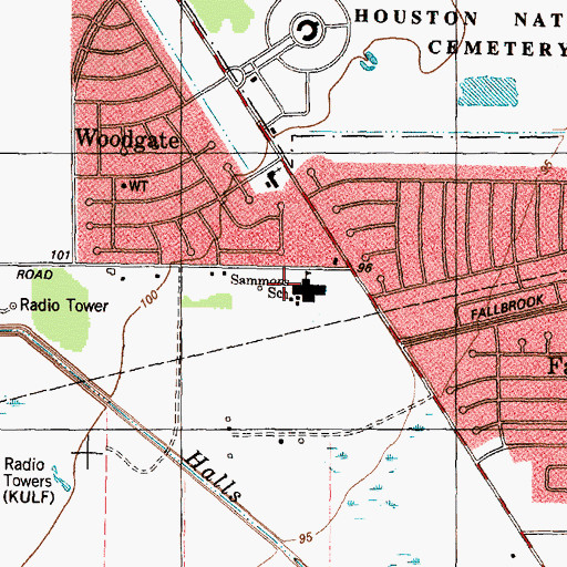 Topographic Map of Sammons Elementary School, TX