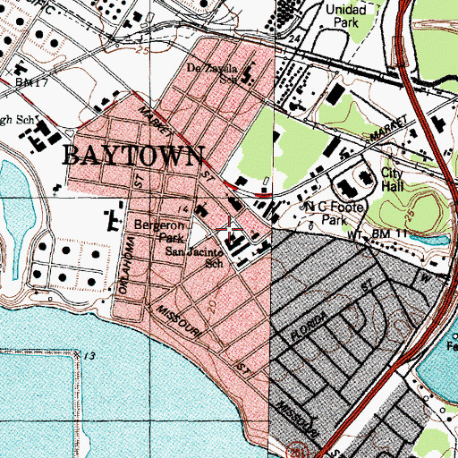 Topographic Map of San Jacinto Elementary School, TX