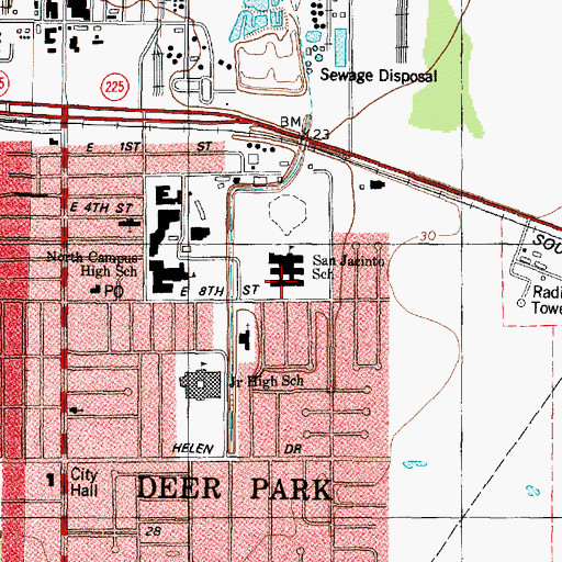 Topographic Map of San Jacinto Elementary School, TX