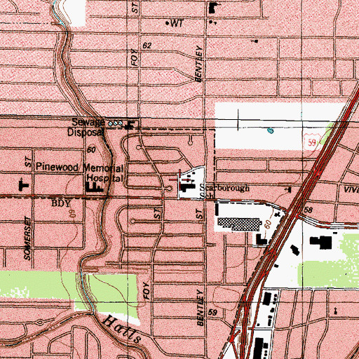 Topographic Map of Scarborough Elementary School, TX