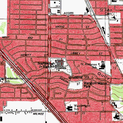 Topographic Map of Scarborough High School, TX