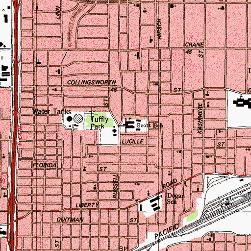 Topographic Map of Scott Elementary School, TX