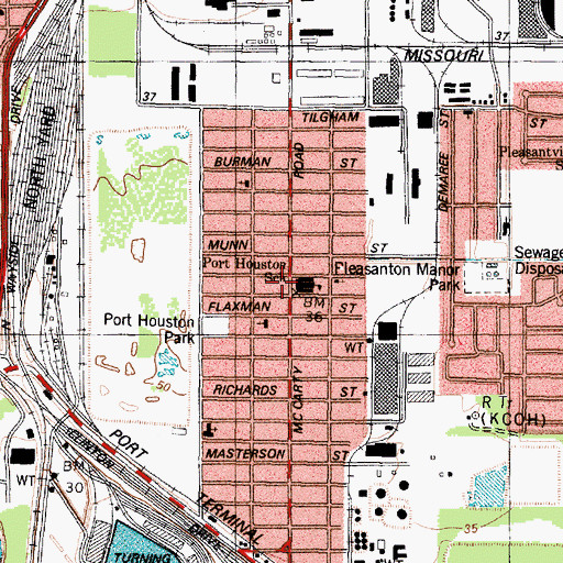 Topographic Map of Port Houston Elementary School, TX