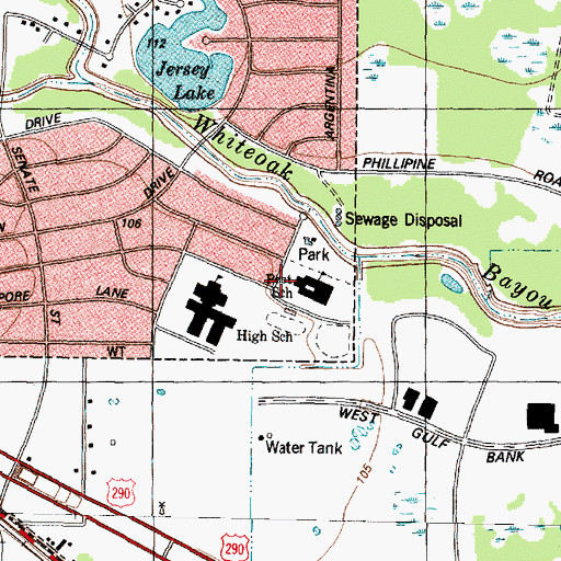 Topographic Map of Post Elementary School, TX