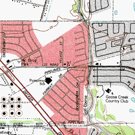 Topographic Map of Pumphrey Elementary School, TX