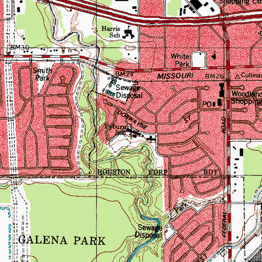 Topographic Map of Pyburn Elementary School, TX