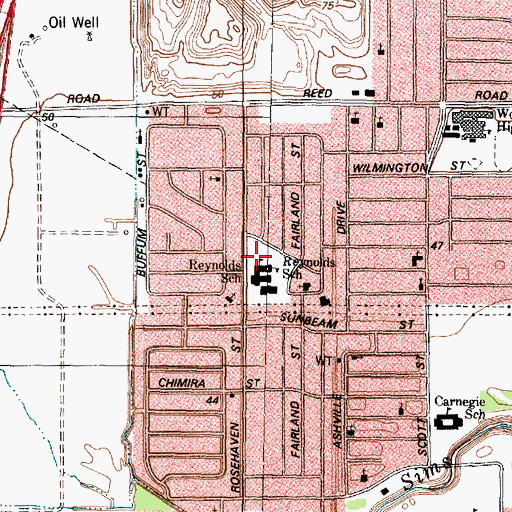 Topographic Map of Reynolds Elementary School, TX