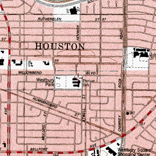 Topographic Map of Parker Elementary School, TX