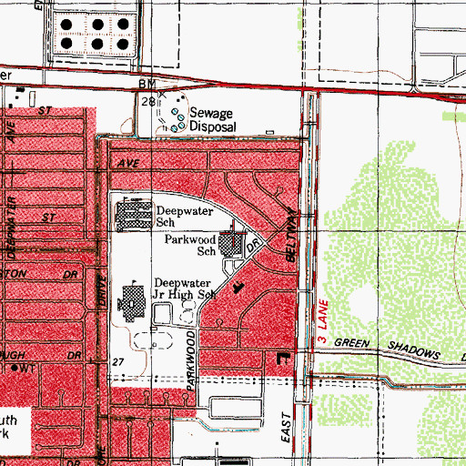 Topographic Map of Parkwood Elementary School, TX