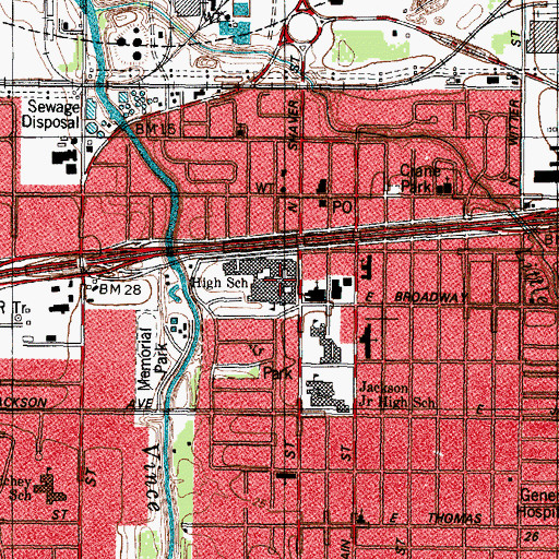 Topographic Map of Pasadena High School, TX