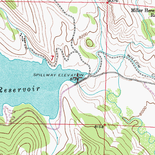 Topographic Map of Willow Creek Dam, CO