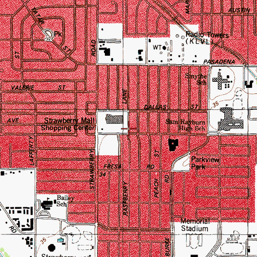 Topographic Map of Pasadena School for Accelerated Learning, TX