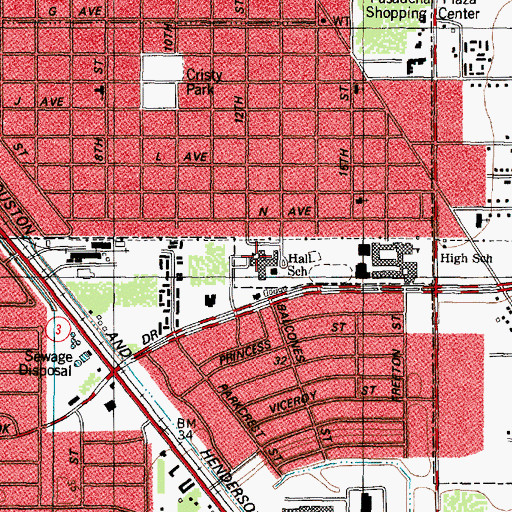 Topographic Map of Pearl Hall Elementary School, TX
