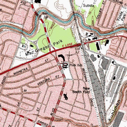 Topographic Map of Peck Elementary School, TX