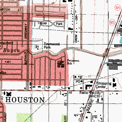 Topographic Map of Petersen Elementary School, TX