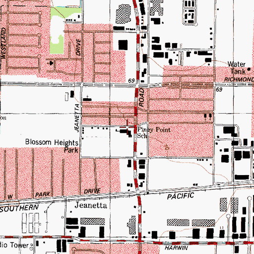 Topographic Map of Piney Point Elementary School, TX