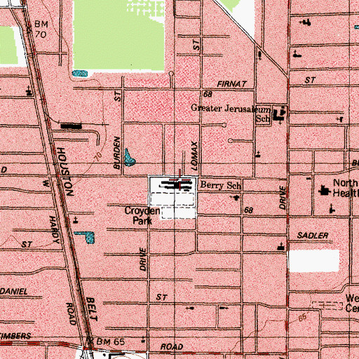 Topographic Map of North District Alternative Elementary School, TX