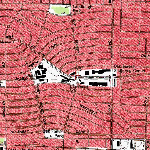 Topographic Map of Oak Forest Elementary School - Houston, TX