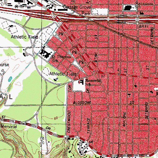 Topographic Map of Memorial Elementary School, TX