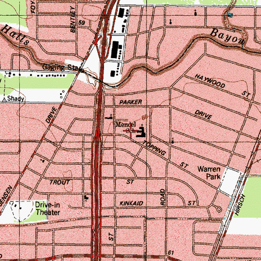 Topographic Map of Mendel Elementary School, TX