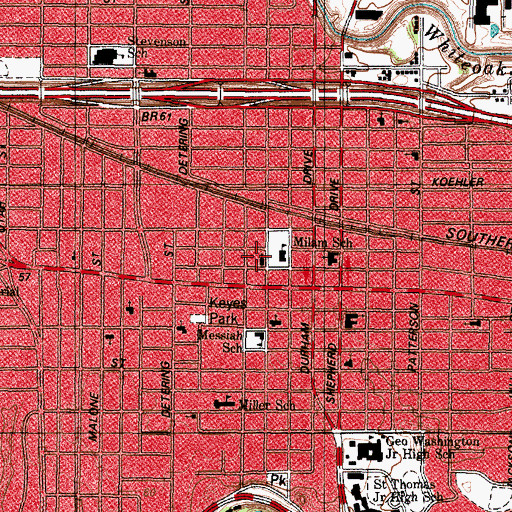 Topographic Map of Milam Elementary School, TX