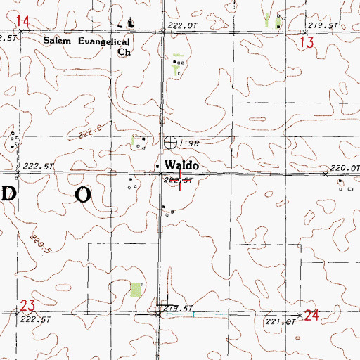 Topographic Map of Waldo, IL