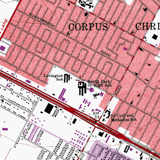 Topographic Map of South Park Middle School, TX