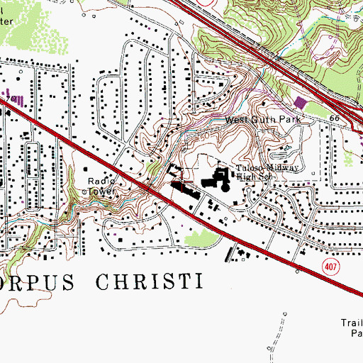 Topographic Map of Tuloso - Midway Middle School, TX