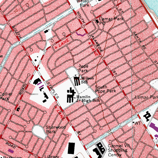 Topographic Map of Wilson Robert T Elementary School, TX