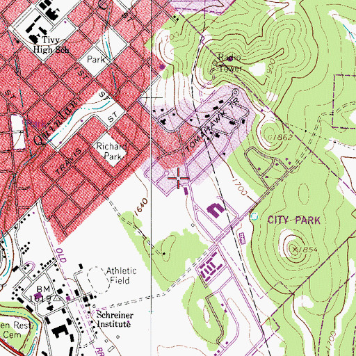 Topographic Map of Daniels Elementary School, TX