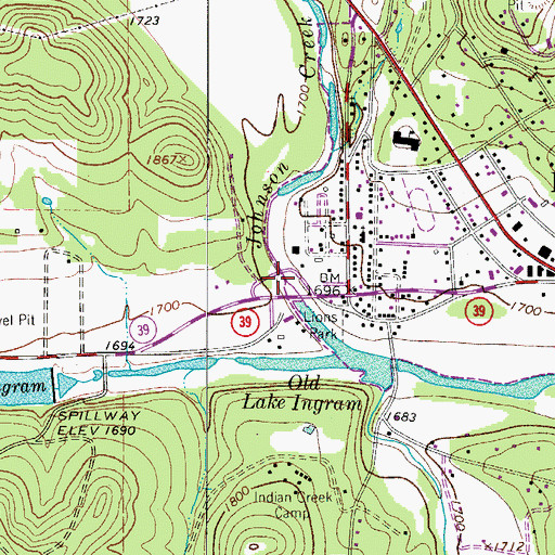 Topographic Map of Ingram - Tom Moore High School, TX